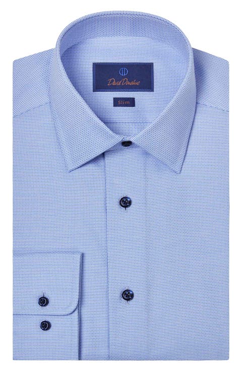 Slim Fit Cotton Microdobby Dress Shirt