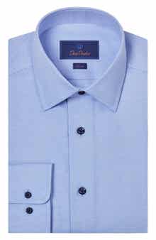 David Donahue Slim Fit Cotton Microdobby Dress Shirt