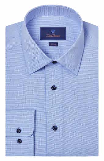 David Donahue Slim Fit Cotton Microdobby Dress Shirt