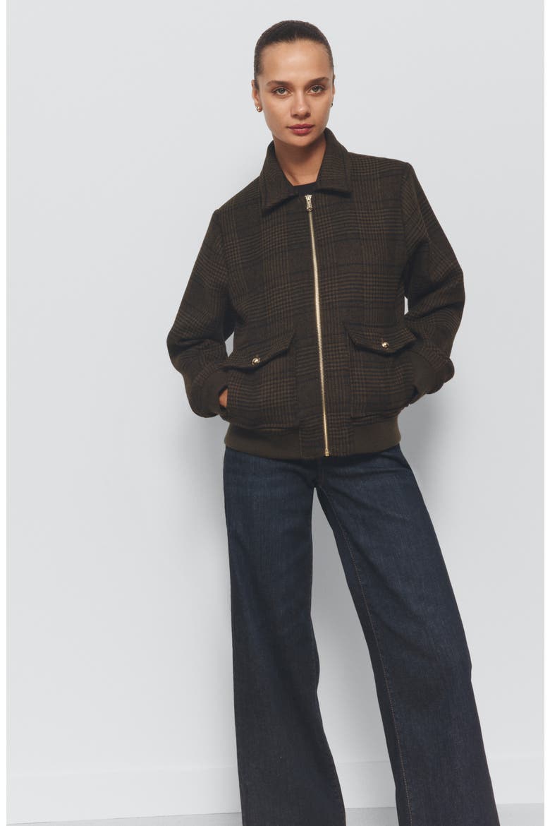 Plaid Flannel Bomber Jacket, Alternate, color, GREEN PLAID