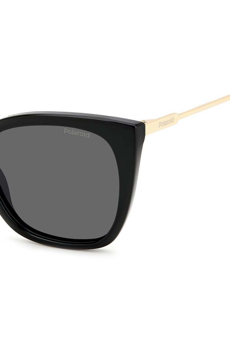 Polaroid 52mm Polarized Cat Eye Sunglasses, Alternate, color, Black/ Gray Polar