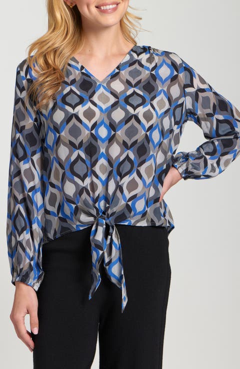 Print Tie Front Top