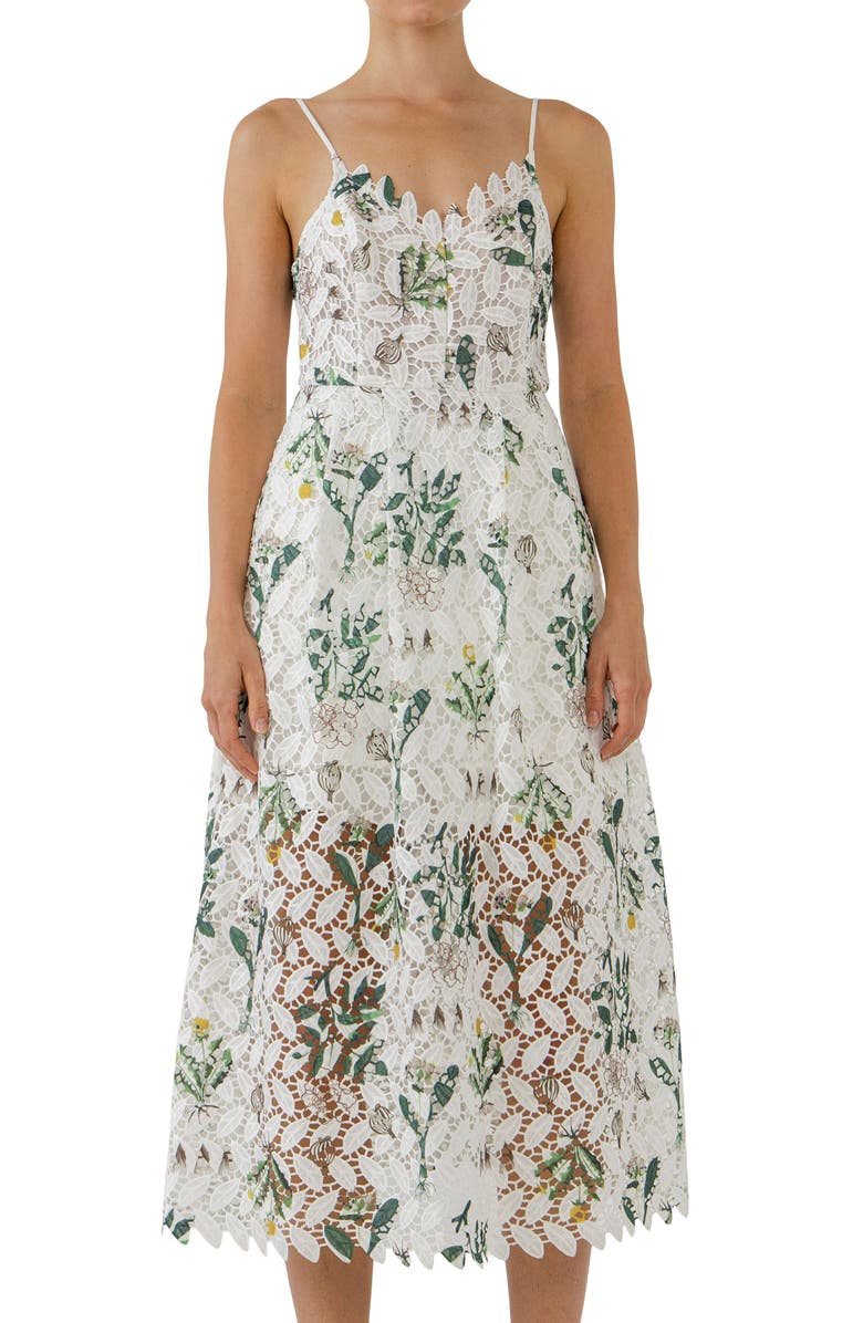 Endless Rose Floral Print Lace Midi Dress, Alternate, color,