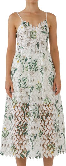 Endless Rose Floral Print Lace Midi Dress | Nordstrom