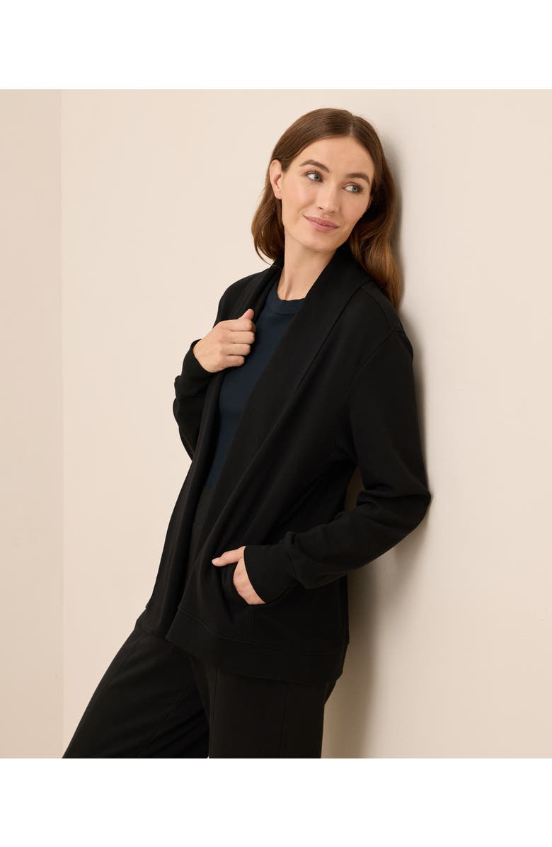 Pact Airplane Short Drape Cardigan, Alternate, color, Black