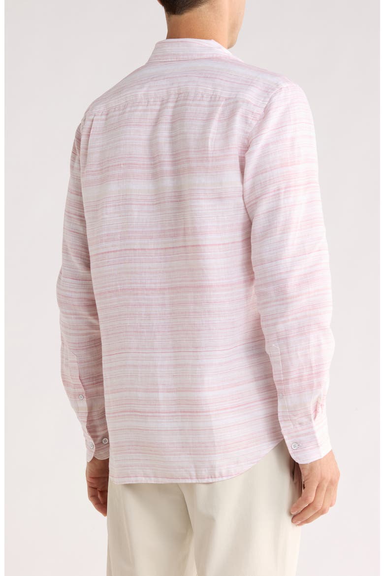 Cape Wanbrow Cotton & Linen Button-Up Shirt, Alternate, color, BURGUNDY