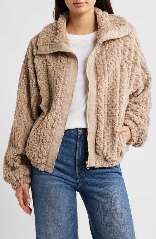 Thread & Supply Cable Stitch Fleece Jacket In Neutral