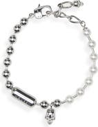 McQueen Men's Skull & Faux Pearl Bracelet