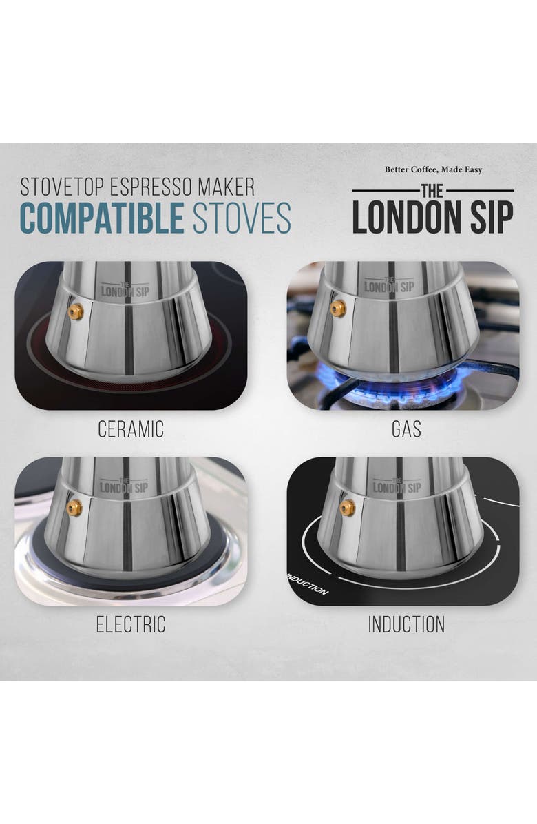 London Sip Stainless Steel Espresso Maker, Alternate, color, Black