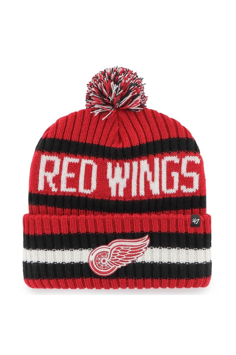 Men's '47 Red Detroit Red Wings Bering Cuffed Knit Hat with Pom, Main, color, RED