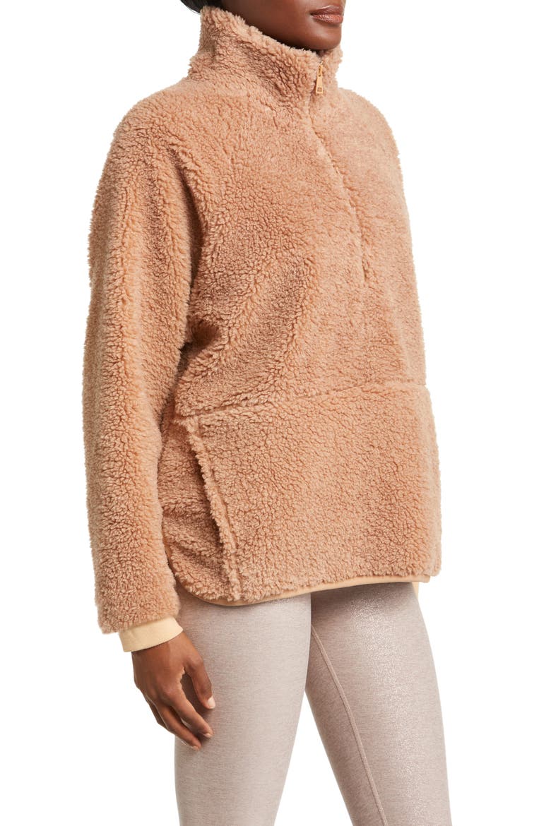 Take Flight High Pile Fleece Half Zip Pullover, Alternate, color, CAMEL