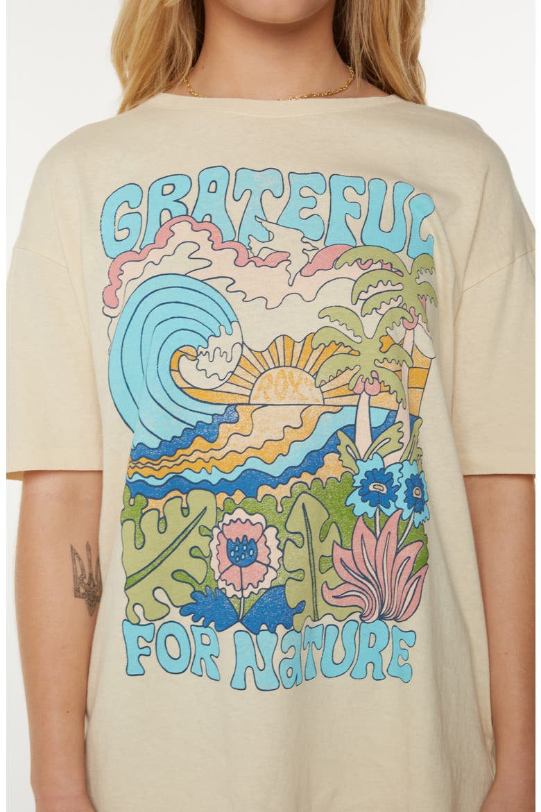Grateful for Nature Oversize Cotton Graphic T-, Alternate, color, PARCHMENT GRATEFUL FOR NATURE