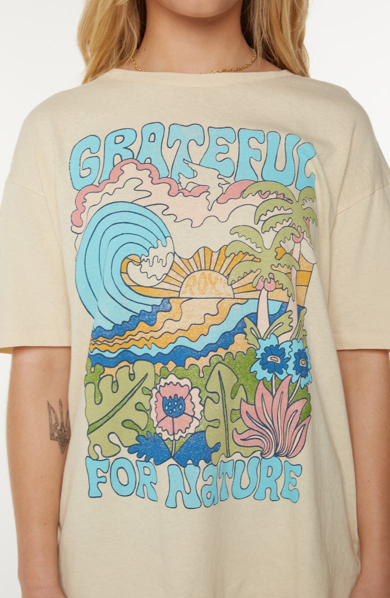 Roxy Grateful for Nature Oversize Cotton Graphic T-, Alternate, color, Parchment Grateful For Nature