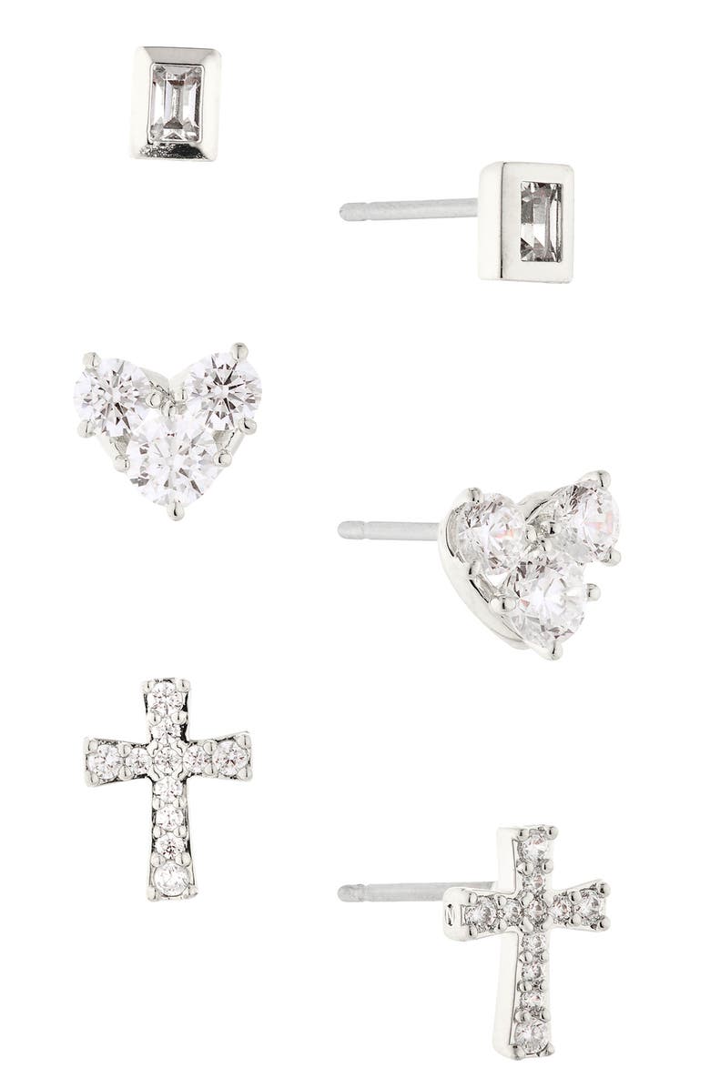 Nadri 3-Pack Stud Earrings, Main, color, 