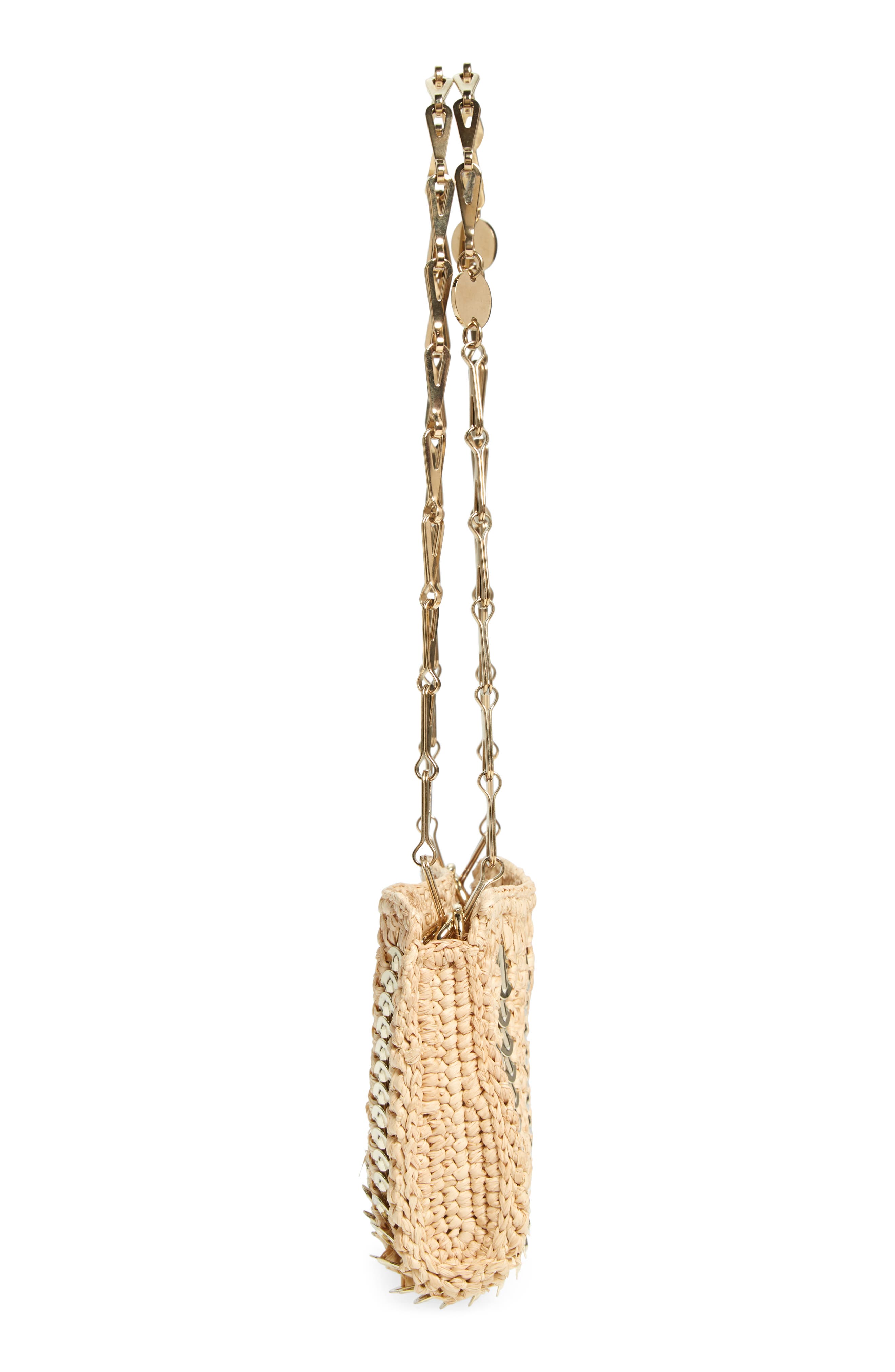 Rabanne Small 1969 Raffia Shoulder Bag, Alternate, color, 