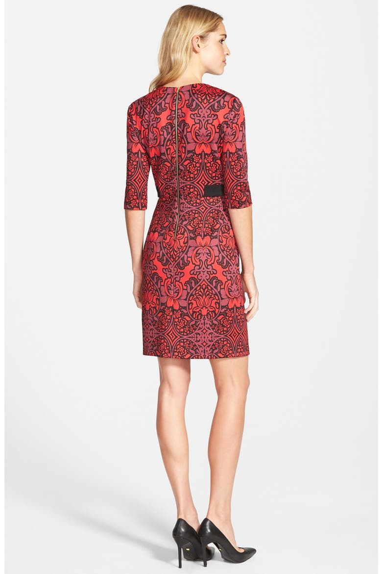 Print Scuba Fit & Flare Dress, Alternate, color, BLACK/ RED