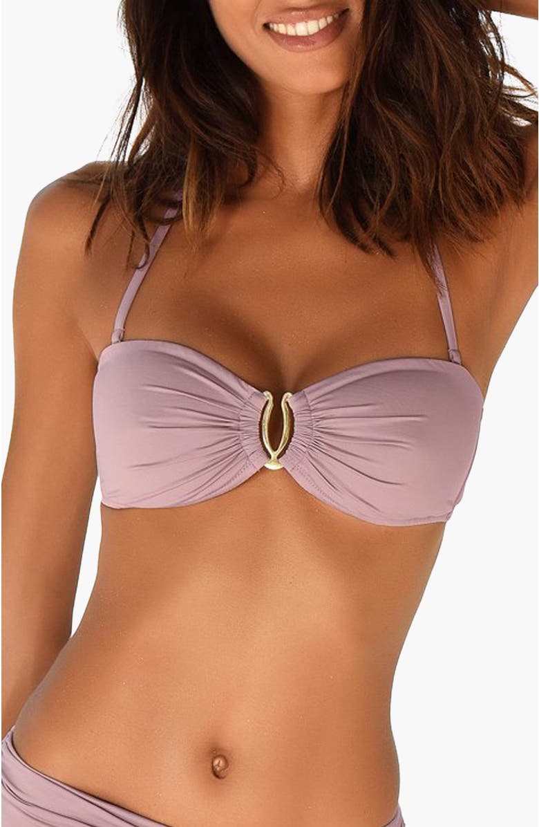 LASCANA Women's Ruched Bandeau Bikini Top Size 34A/B, Main, color, Gray Lilac