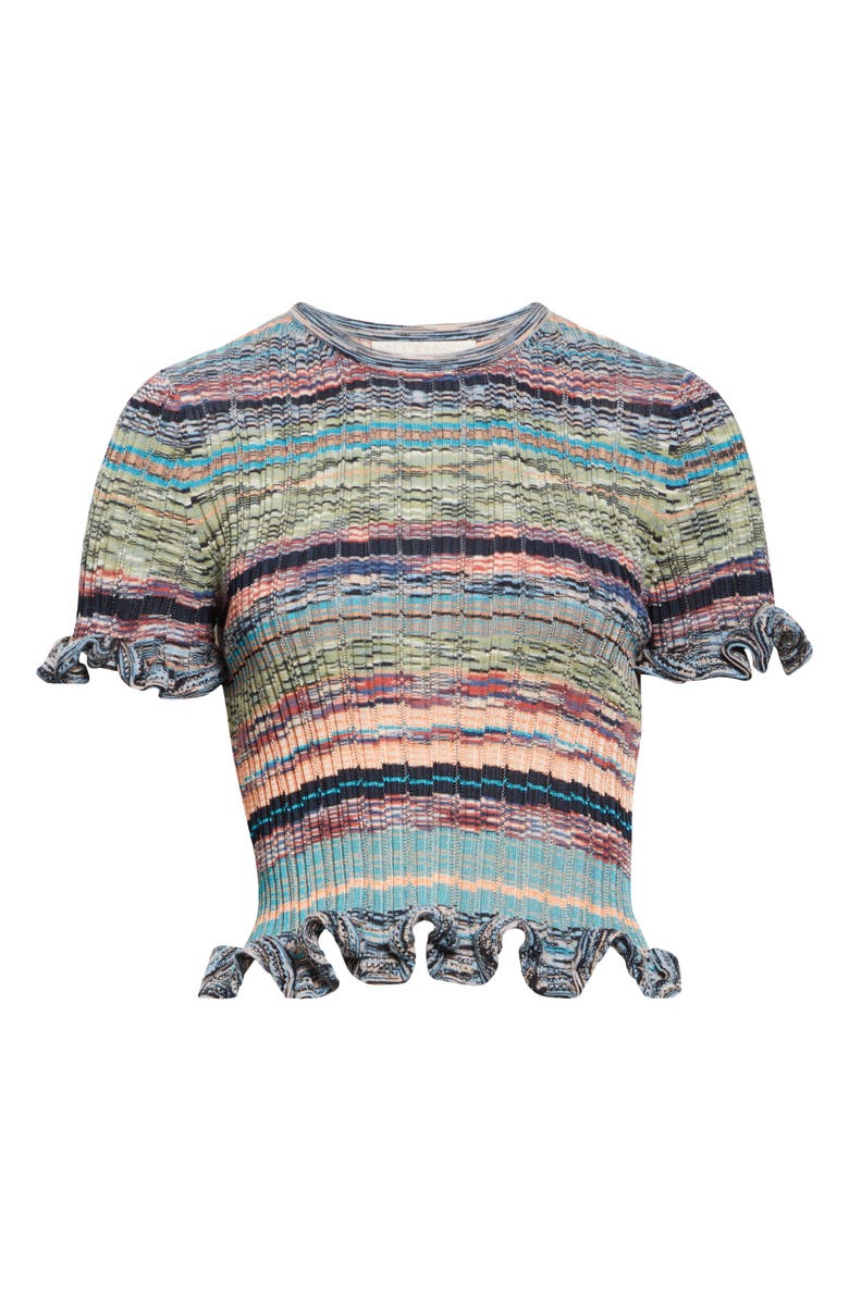 Ulla Johnson Miya Ruffle Space Dye Top, Alternate, color, Azurite