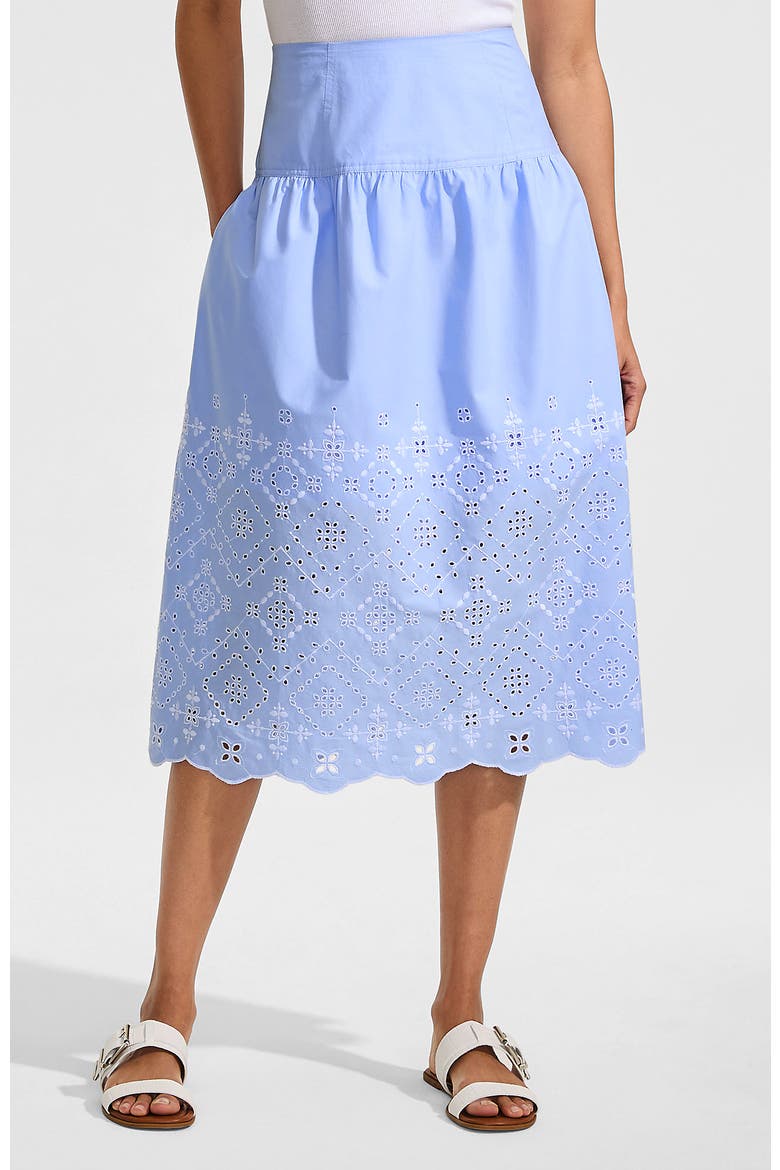 Poplin Drop Waist Midi Skirt, Main, color, Navy Striped Placed Floral