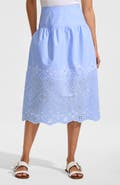 Lands' End Poplin Drop Waist Midi Skirt