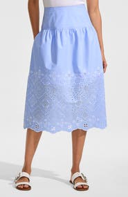 Lands' End Poplin Drop Waist Midi Skirt