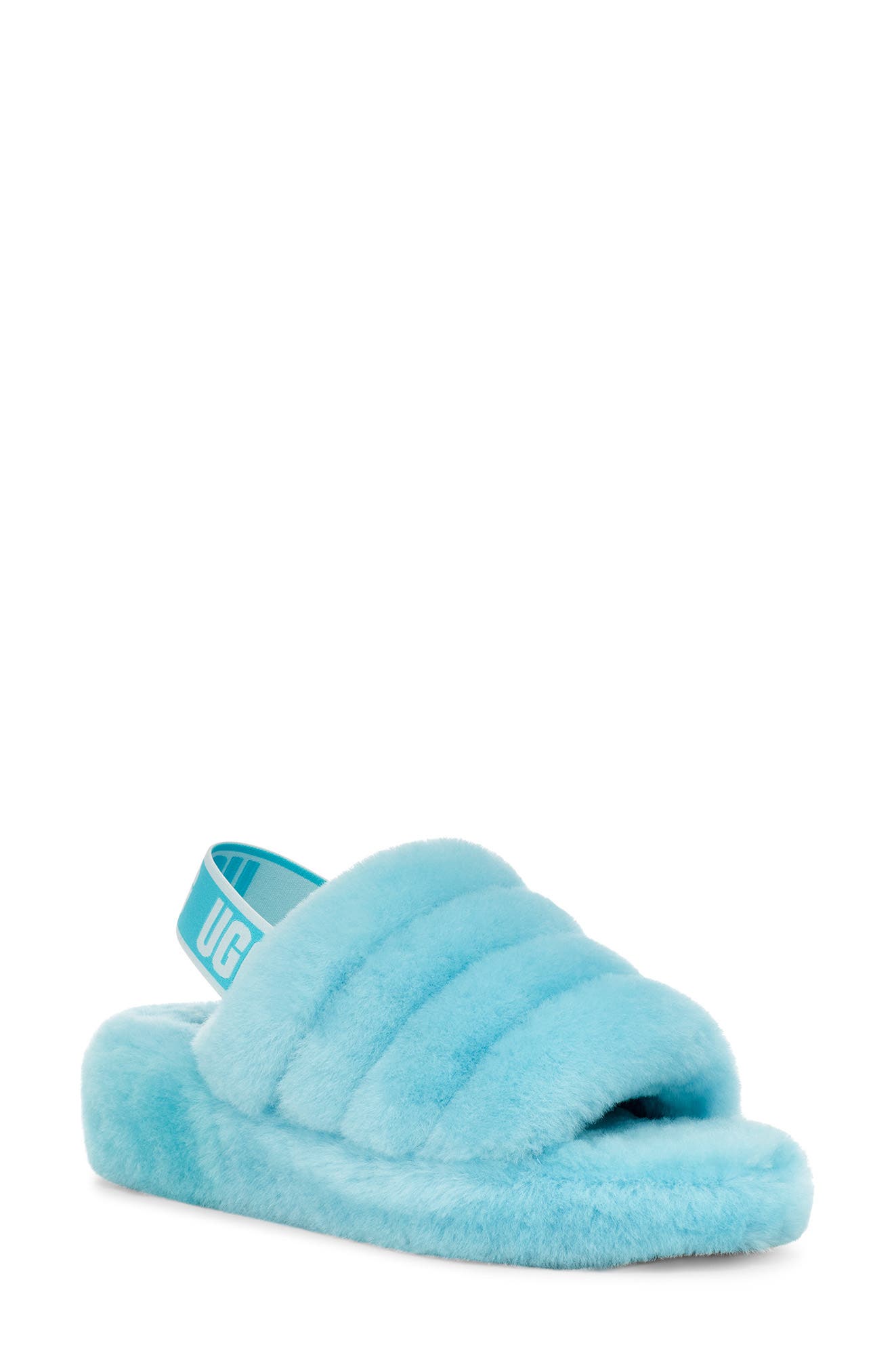 Fluff Yeah Faux Fur Slingback Sandal, Main, color, BLUE