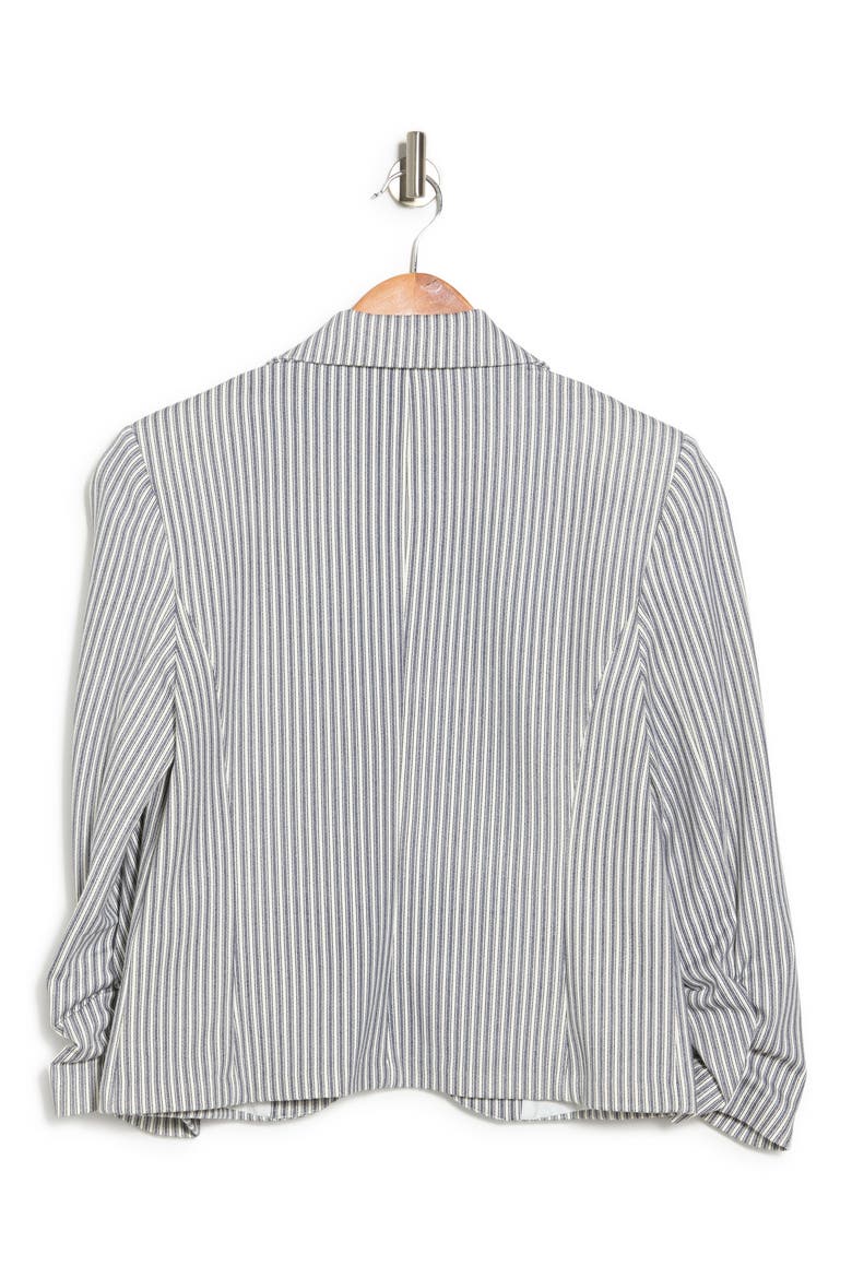 Three-Quarter Scrunch Sleeve Railroad Stripe Blazer, Alternate, color, BLUE/WHITE