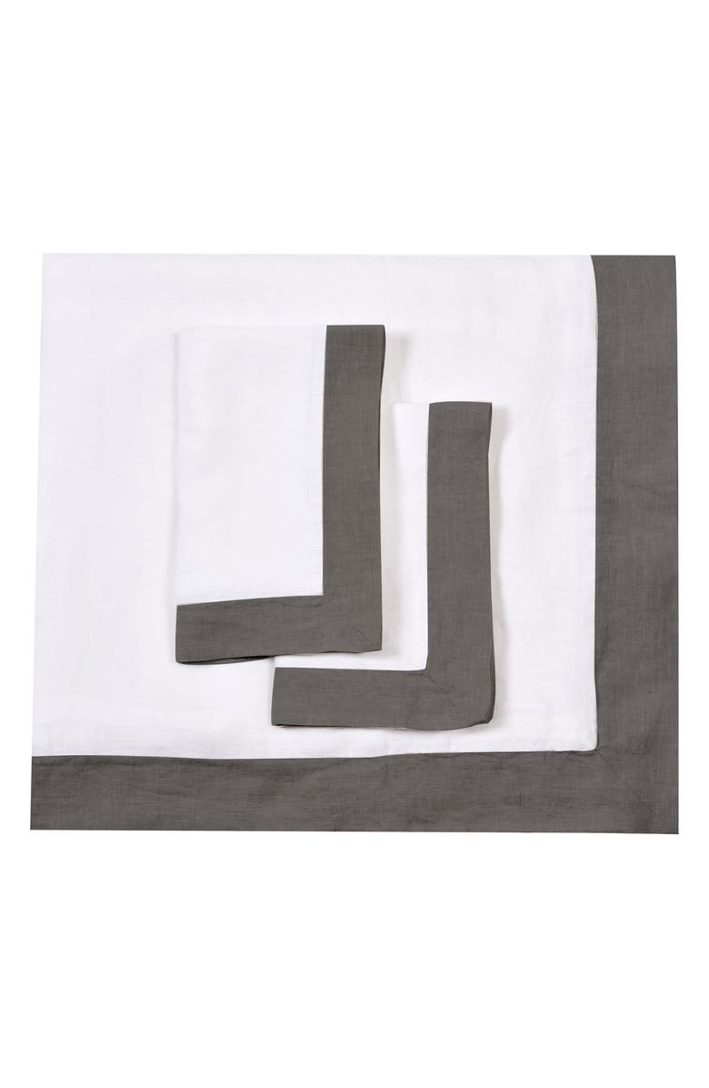 MELANGE HOME Linen Border Duvet 3-Piece Set, Main, color,