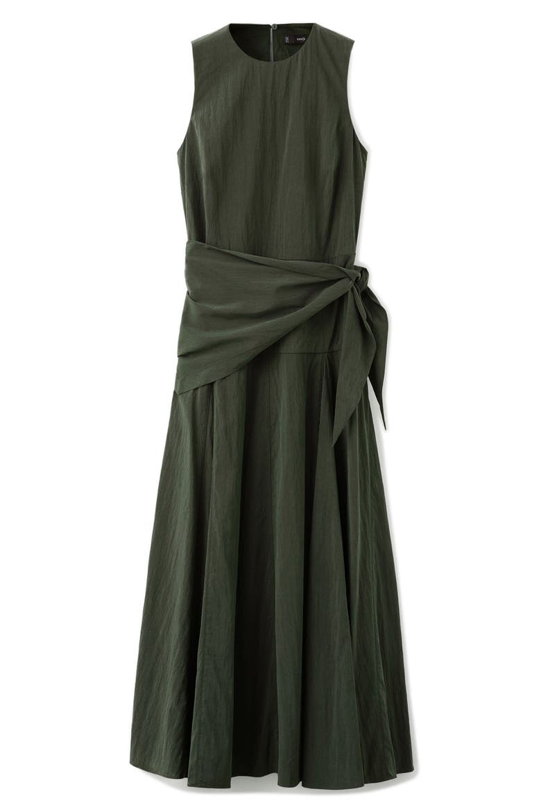 Sleeveless Sash Tie Dress, Alternate, color, KHAKI GREEN