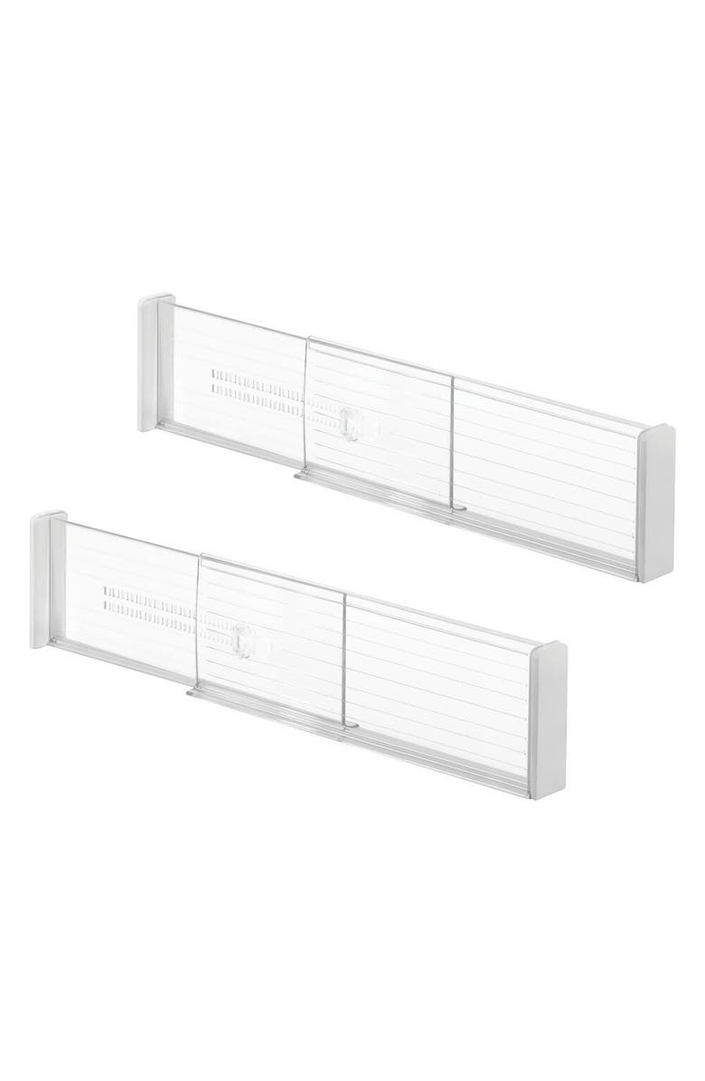 iDesign Plastic Adjustable Deep Drawer Dividers - Set of 2 - Clear, Main, color, Clear