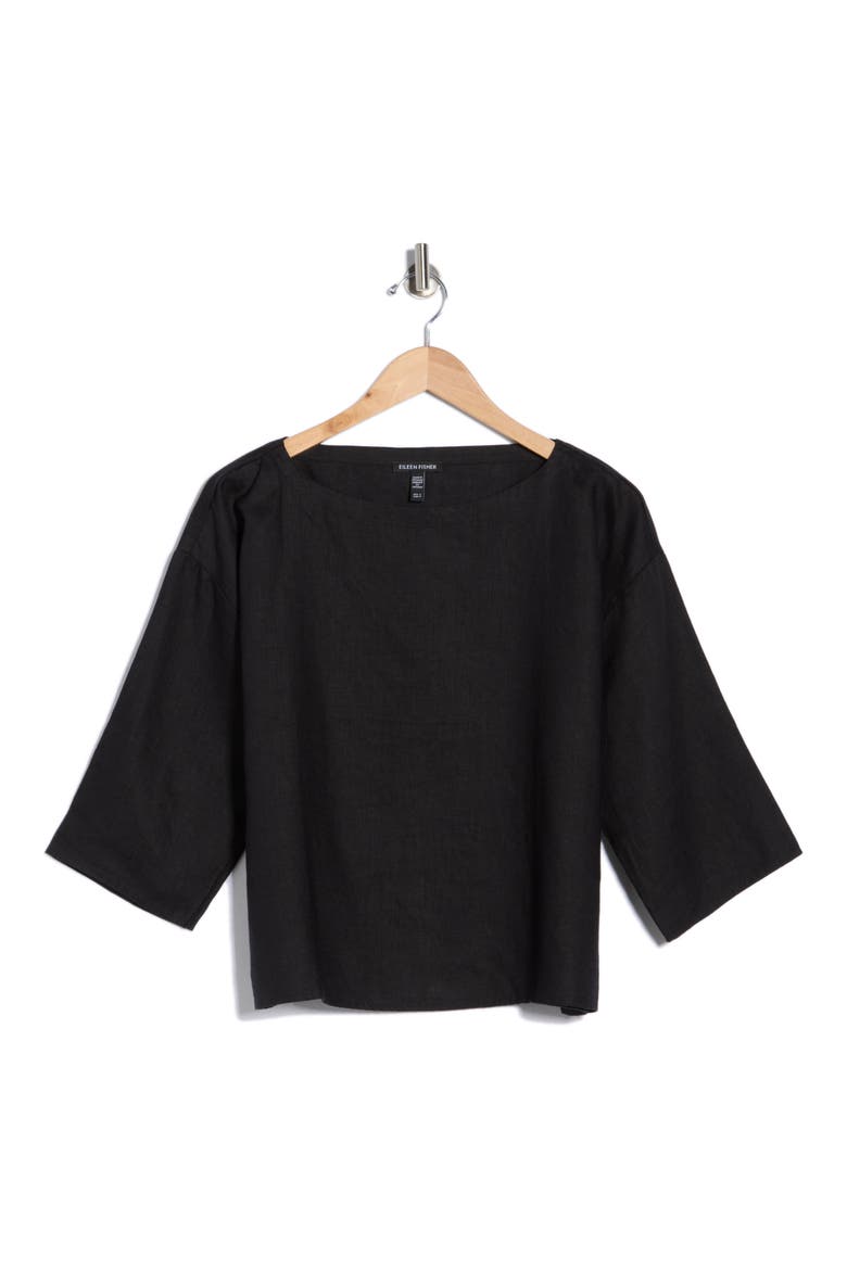 Bateau Neck Box Top, Alternate, color, BLACK