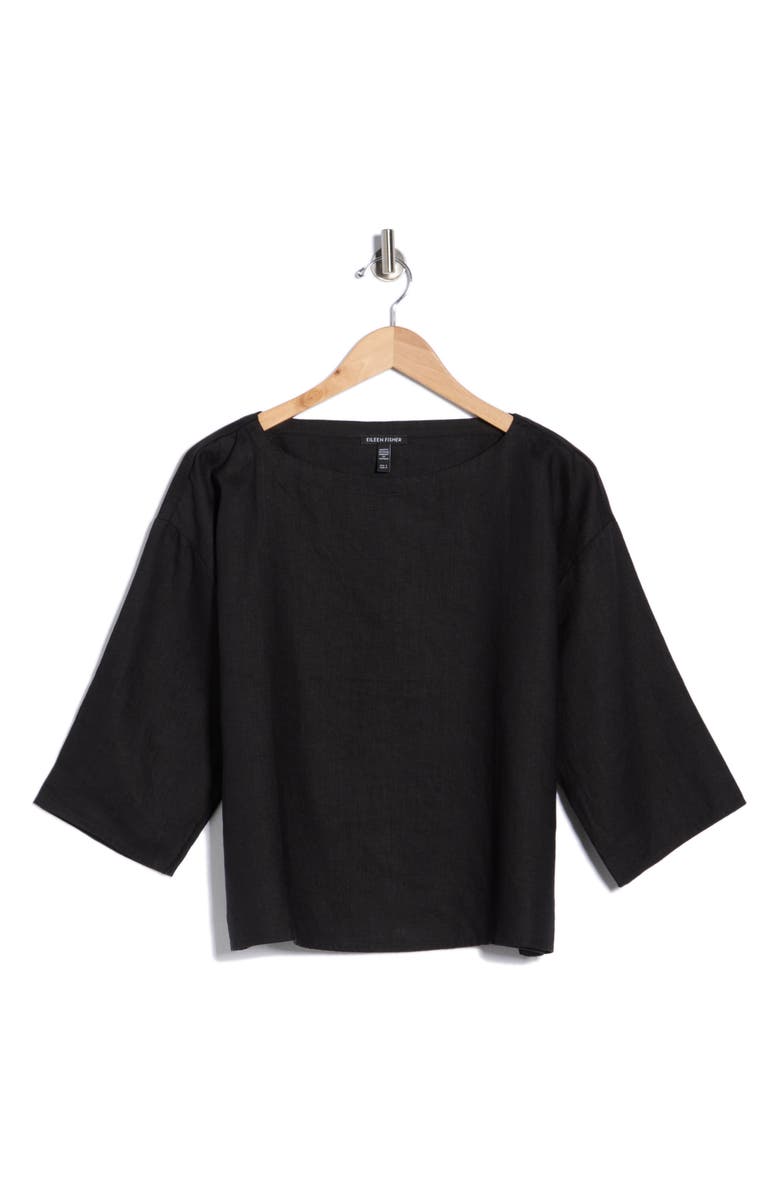 Eileen Fisher Bateau Neck Box Top, Alternate, color, Black