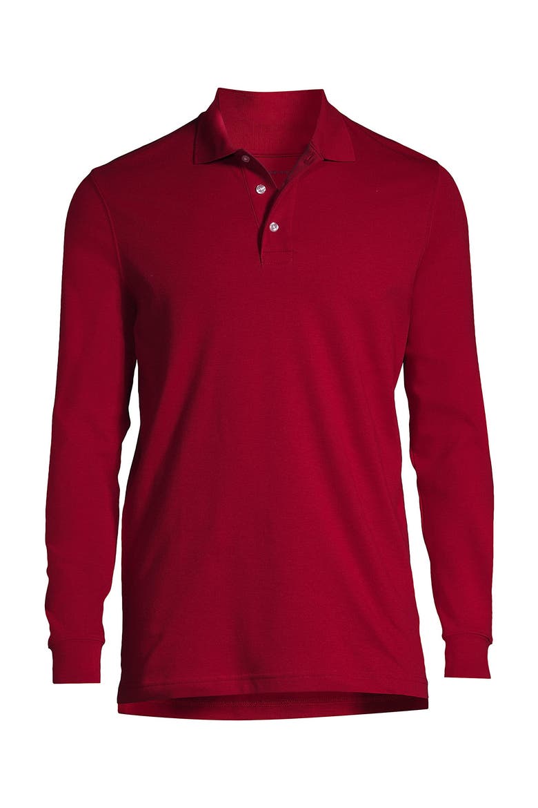 School Uniform  Long Sleeve Interlock Polo Shirt, Alternate, color, Red