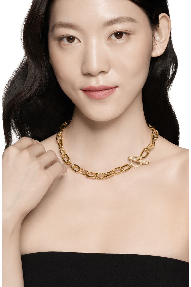 DY Madison® Toggle Chain Necklace in 18K Yellow Gold with Diamonds, 11mm, Alternate, color, 18K YELLOW GOLD