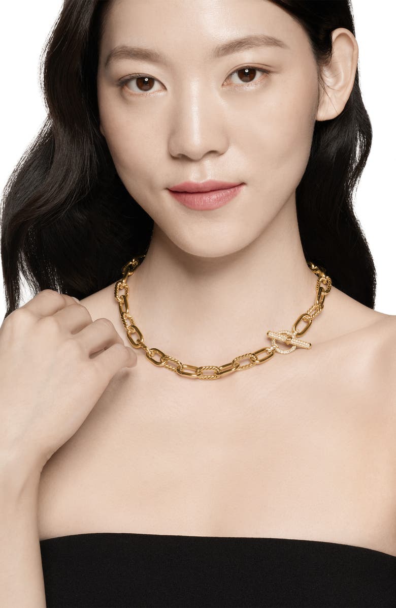 David Yurman DY Madison<sup>®</sup> Toggle Chain Necklace in 18K Yellow Gold with Diamonds, 11mm, Alternate, color, 18K Yellow Gold