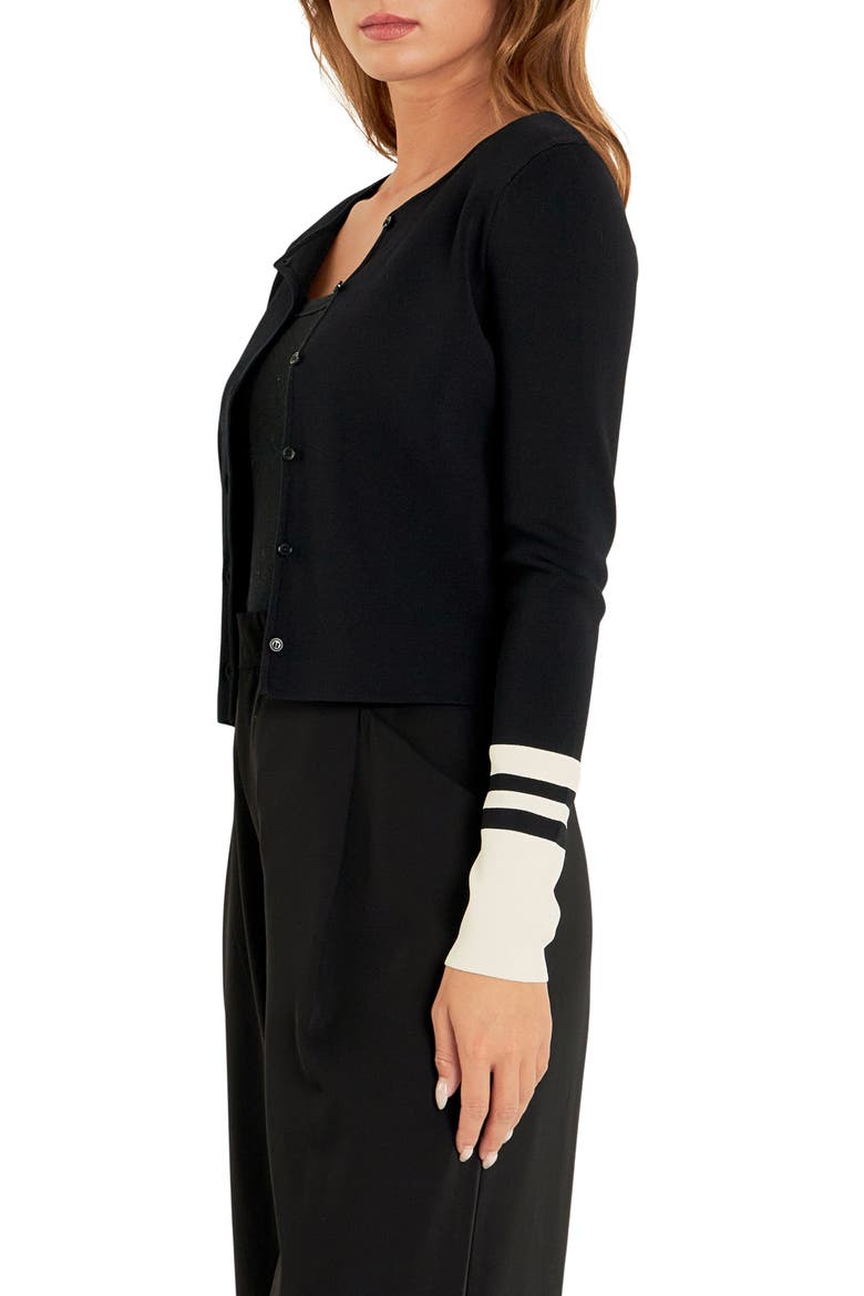 Colorblock Cardigan, Alternate, color, BLACK/ CREAM