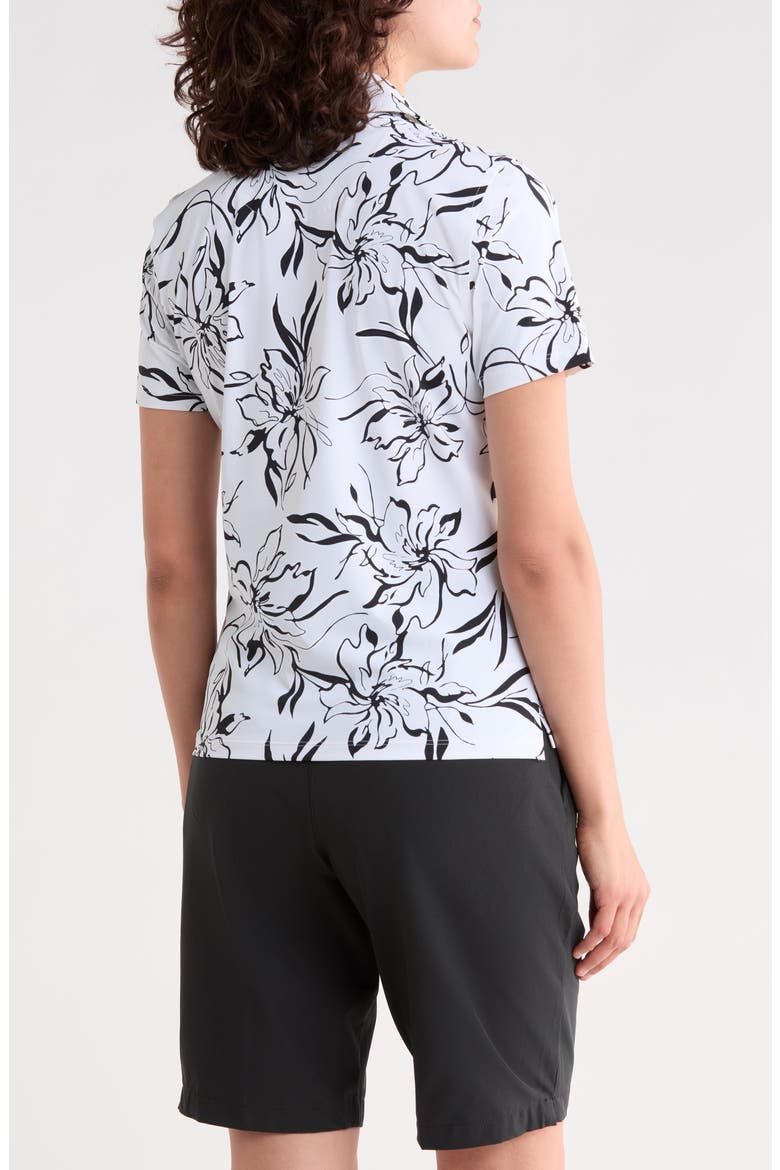Big Floral Silky Tech Performance Polo, Alternate, color, SNOW/ ONYX