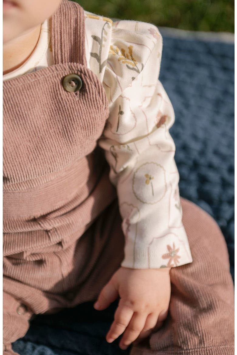 Print Long Sleeve Organic Cotton Bodysuit, Alternate, color, PETAL PRESS