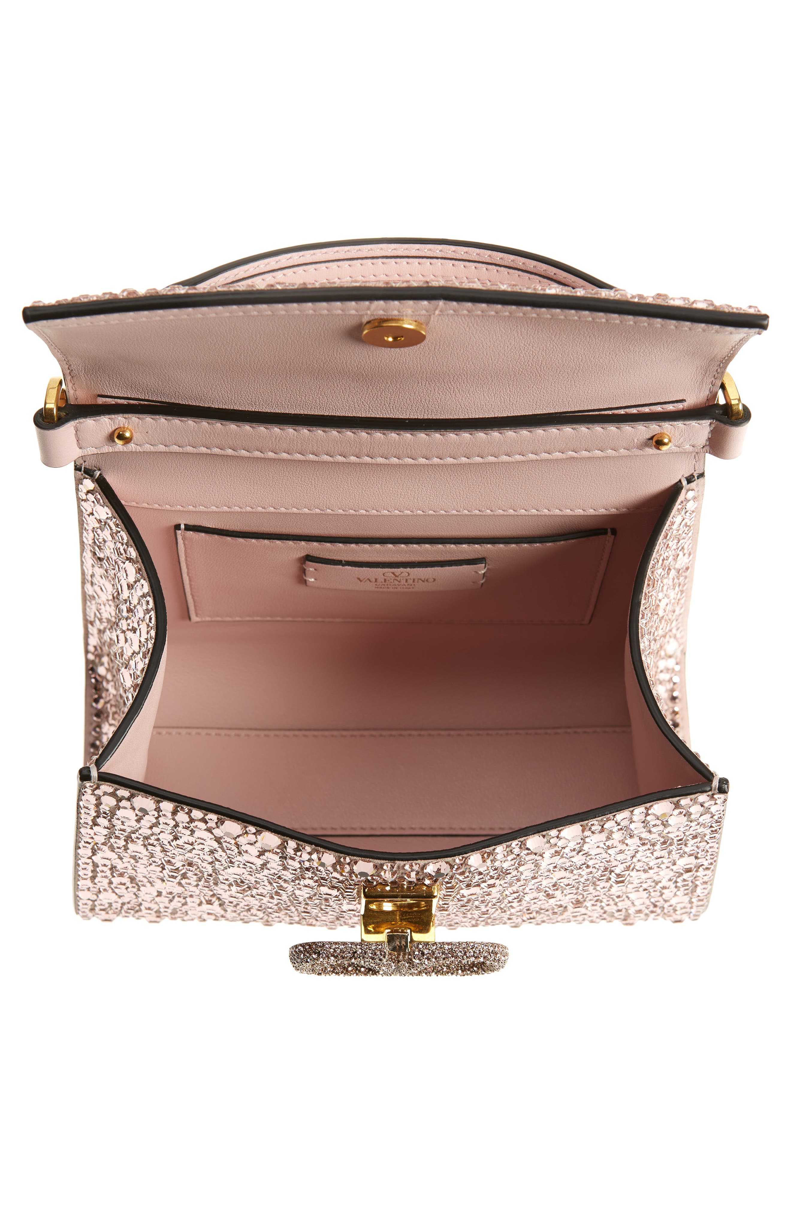 Valentino Garavani Mini VSling Crystal Embellished Top Handle Bag, Alternate, color, 