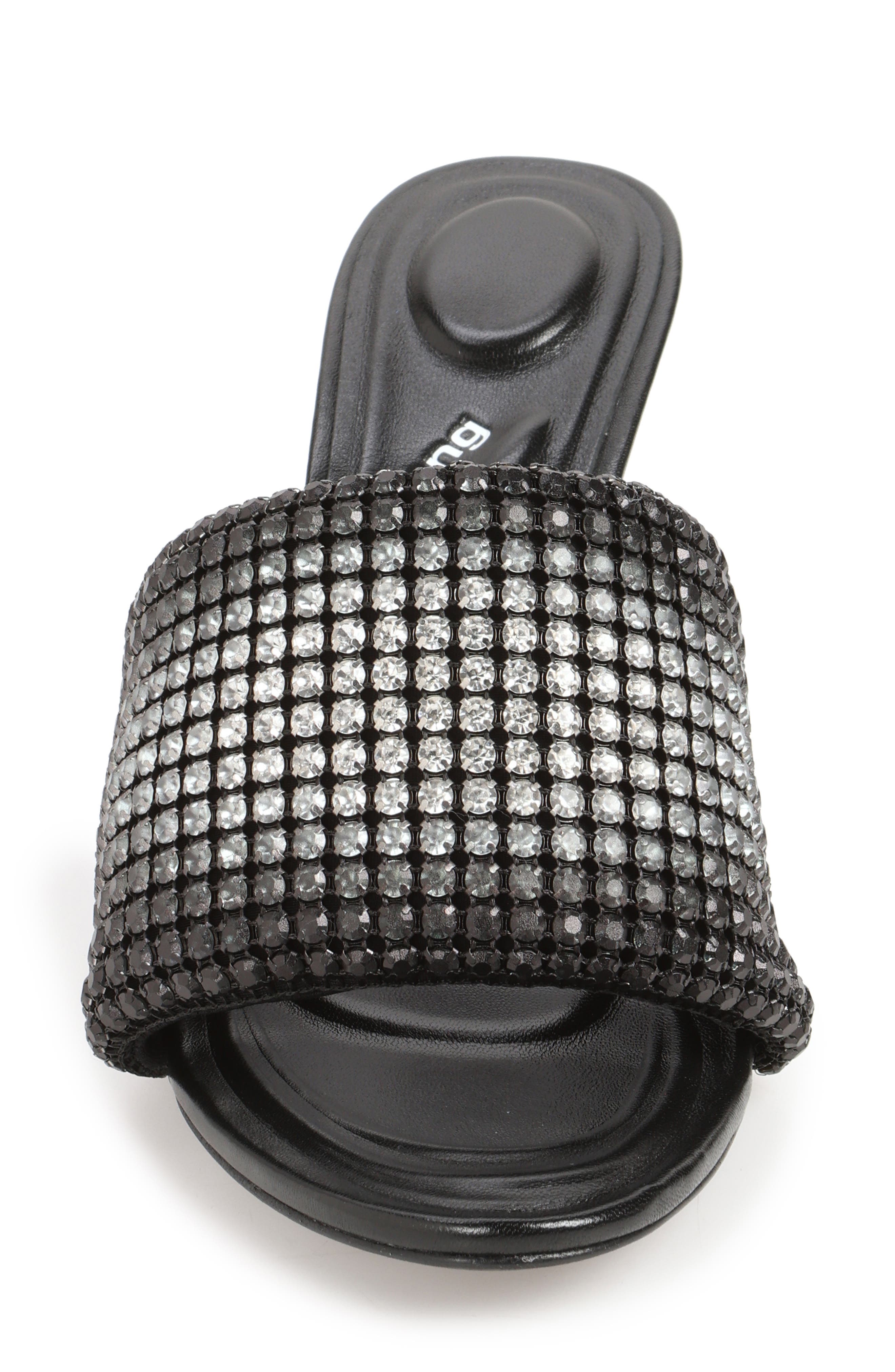 Alexander Wang Heiress Crystal Mesh Slide Sandal, Alternate, color, Black Aged