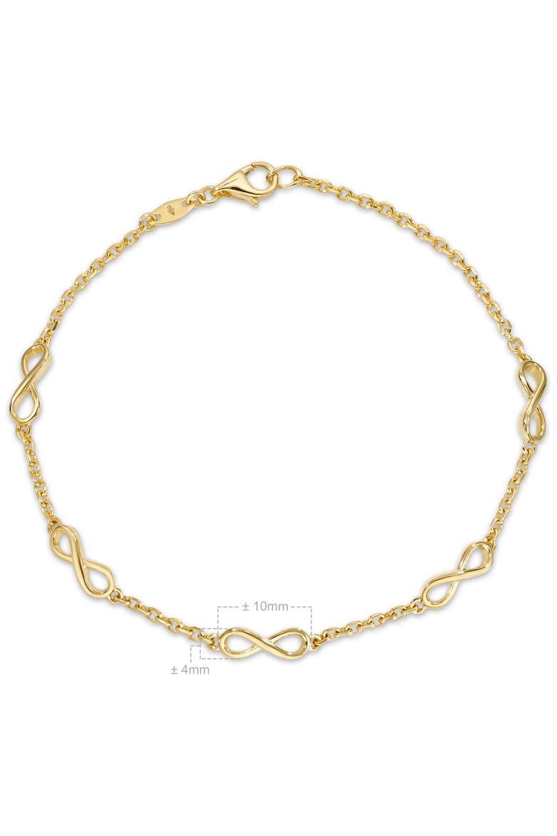 Infinity Five-Charm Chain Bracelet in 14K Gold, Alternate, color, Yellow Gold