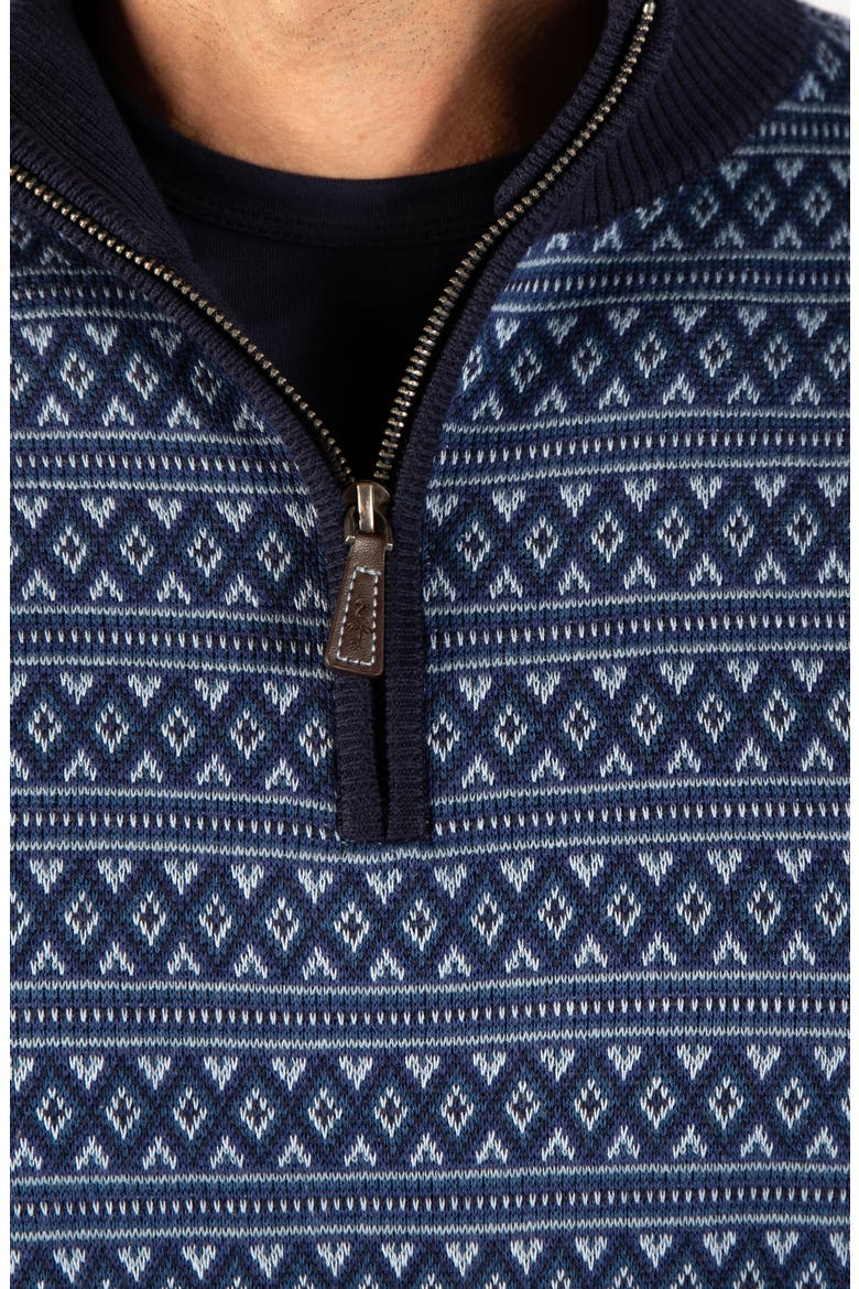 Fair Isle Quarter Zip Sweater, Alternate, color, DENIM