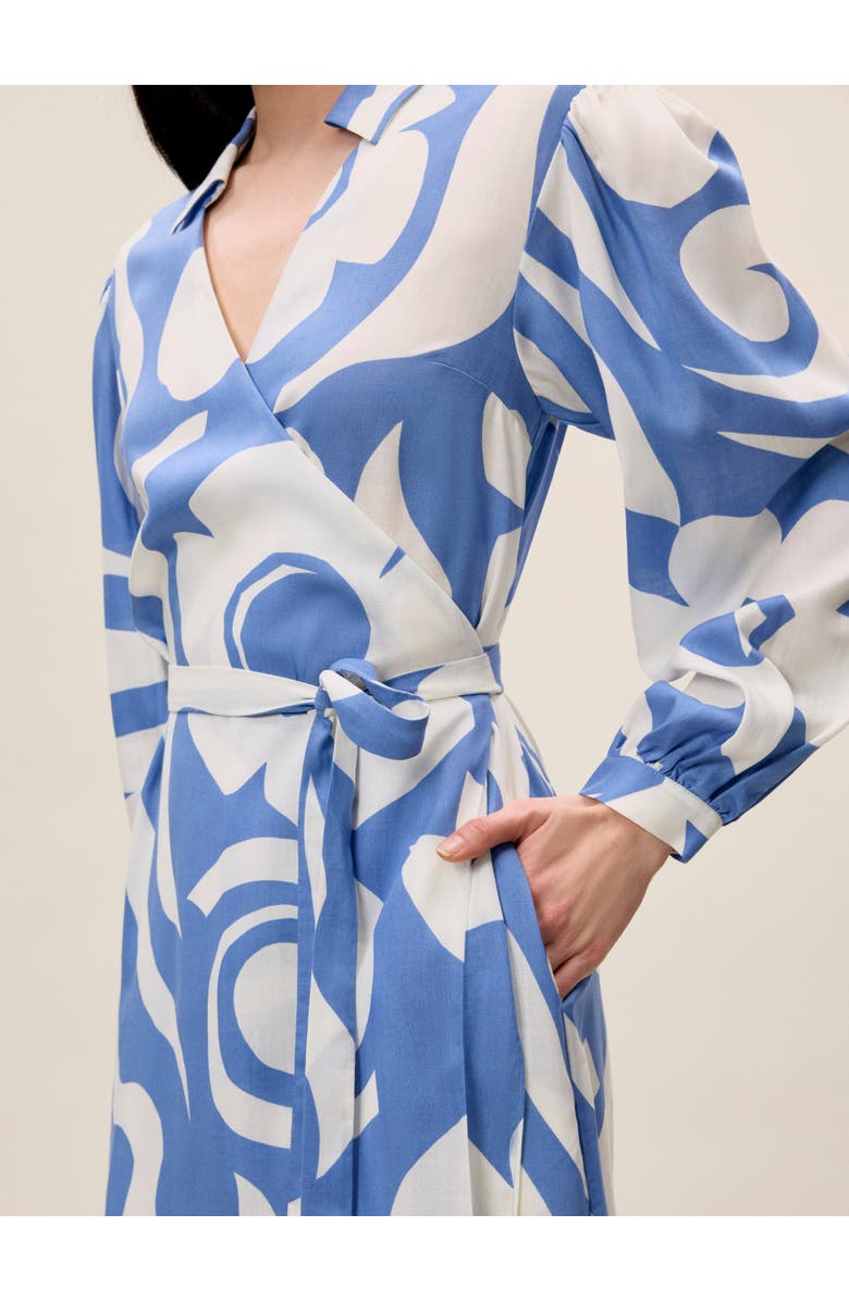 Rebecca Taylor Silhouette Fleur Long Sleeve Whisper Dress, Alternate, color, Fleur French Blue Combo