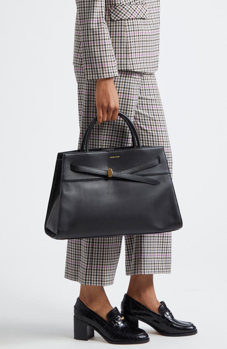 Veronica Beard Large Dash Leather Tote, Alternate, color, Black