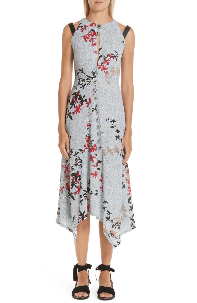 Yigal Azrouël Découpe Floral Print Crepe Dress, Main, color,