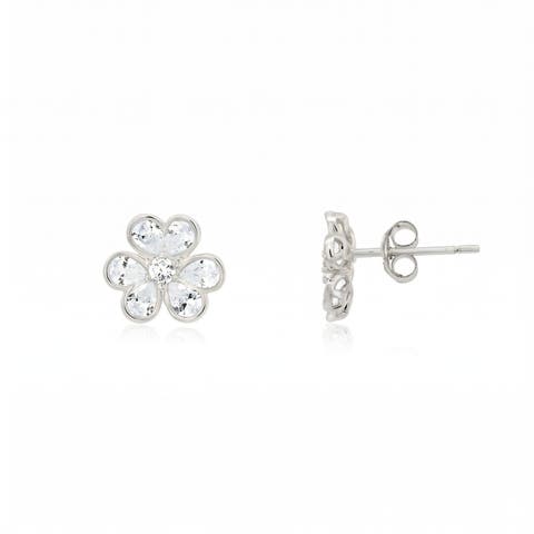 CZ Flower Stud Earrings