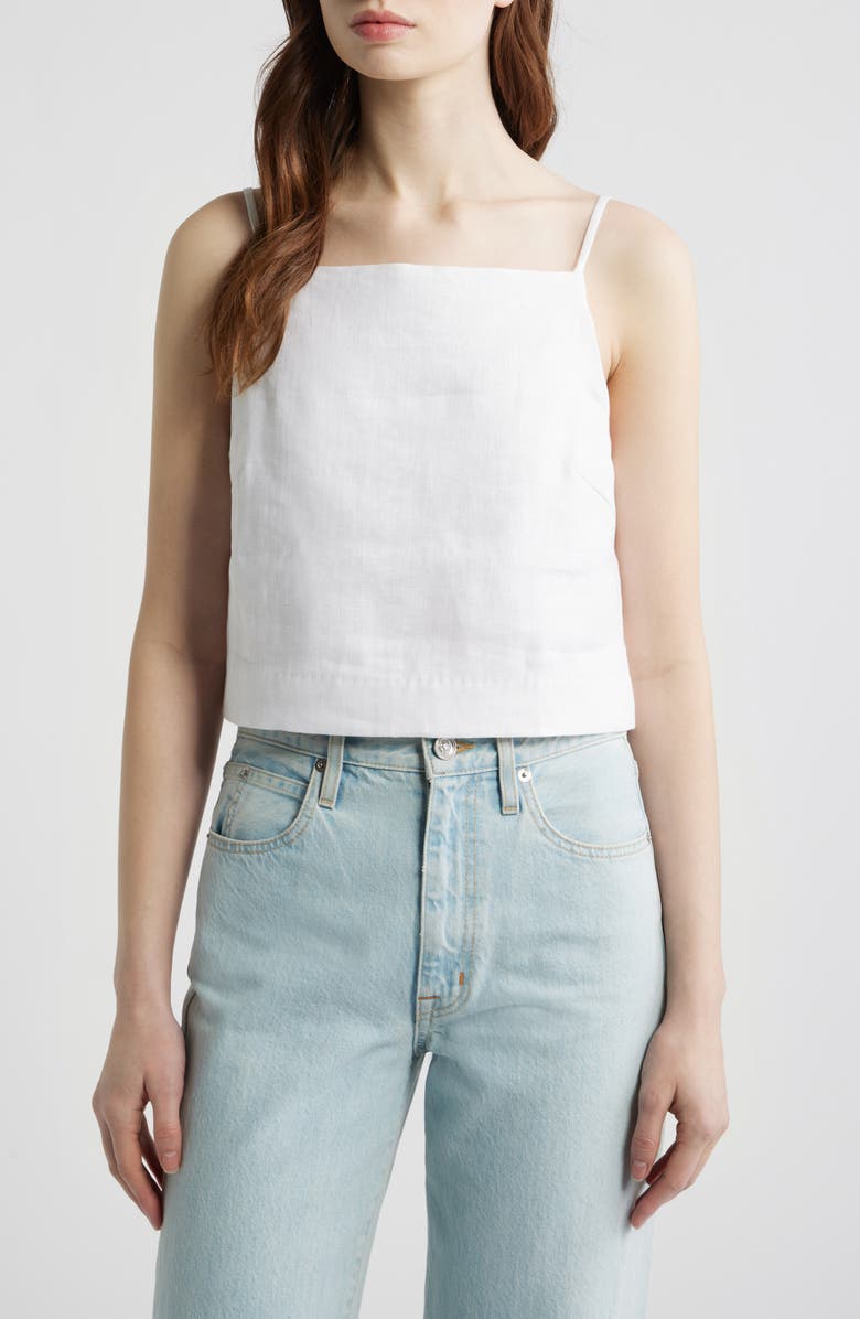 Reformation Kerri Linen Crop Tank, Main, color, White