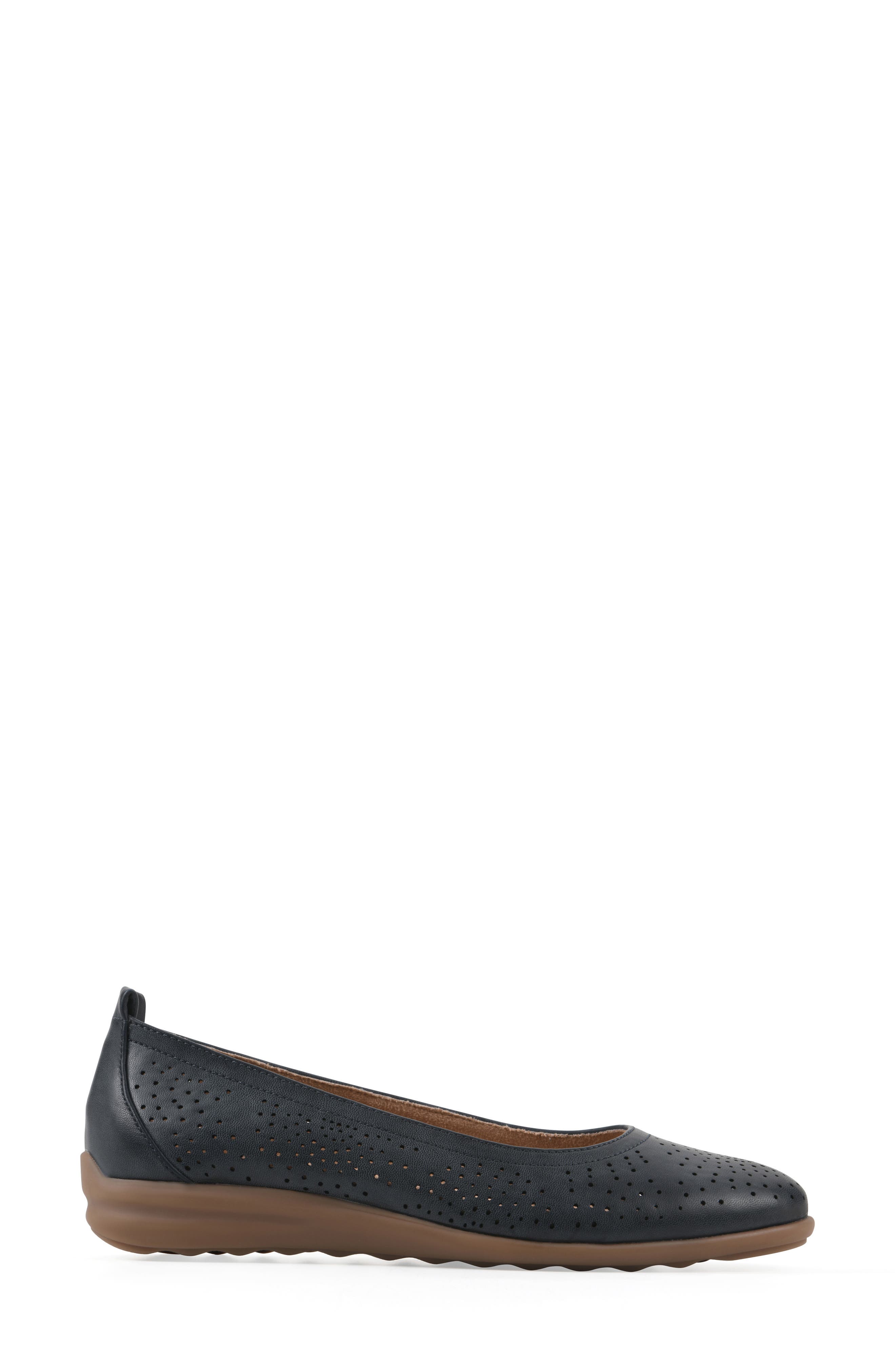 Cortney Perforated Ballet Flat, Alternate, color, NAVY SMOOTH