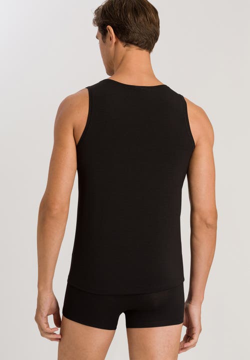 Hanro Natural Function Tencel™ And Cotton Tank Top In Deep Black