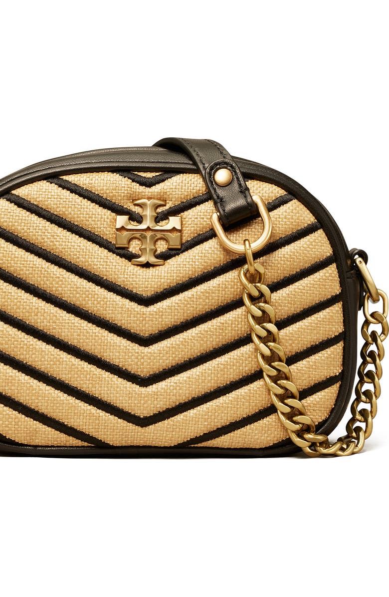 Tory Burch Kira Chevron Small Straw Crossbody Bag, Alternate, color,